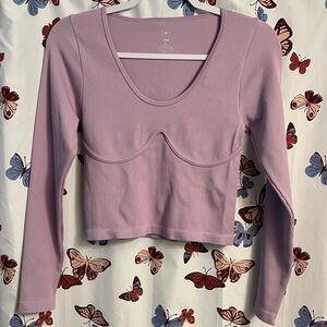 Ribbed corset like long sleeve crop top